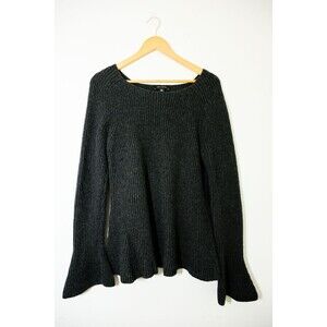 Ann Taylor Sweater XL Gray Bell Sleeves Witchy Goth Dark Fairy